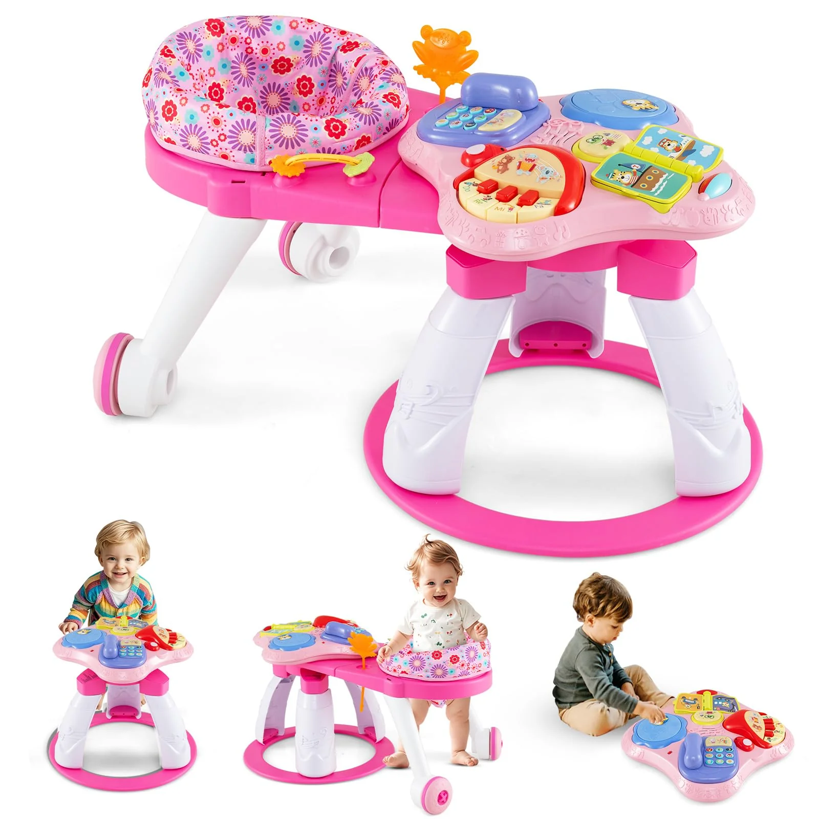 3-in-1 Baby Learning Walker - Pink