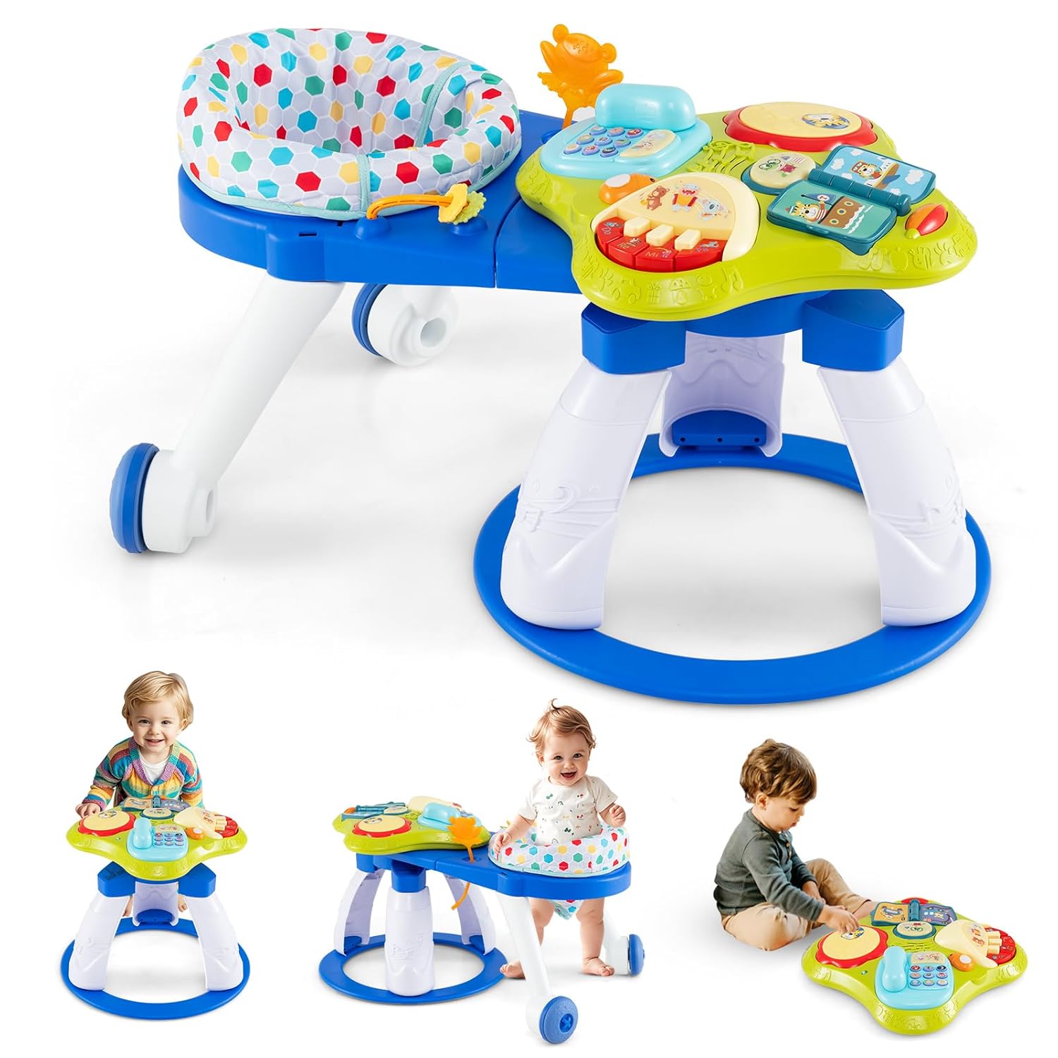 3-in-1 Baby Learning Walker - blue
