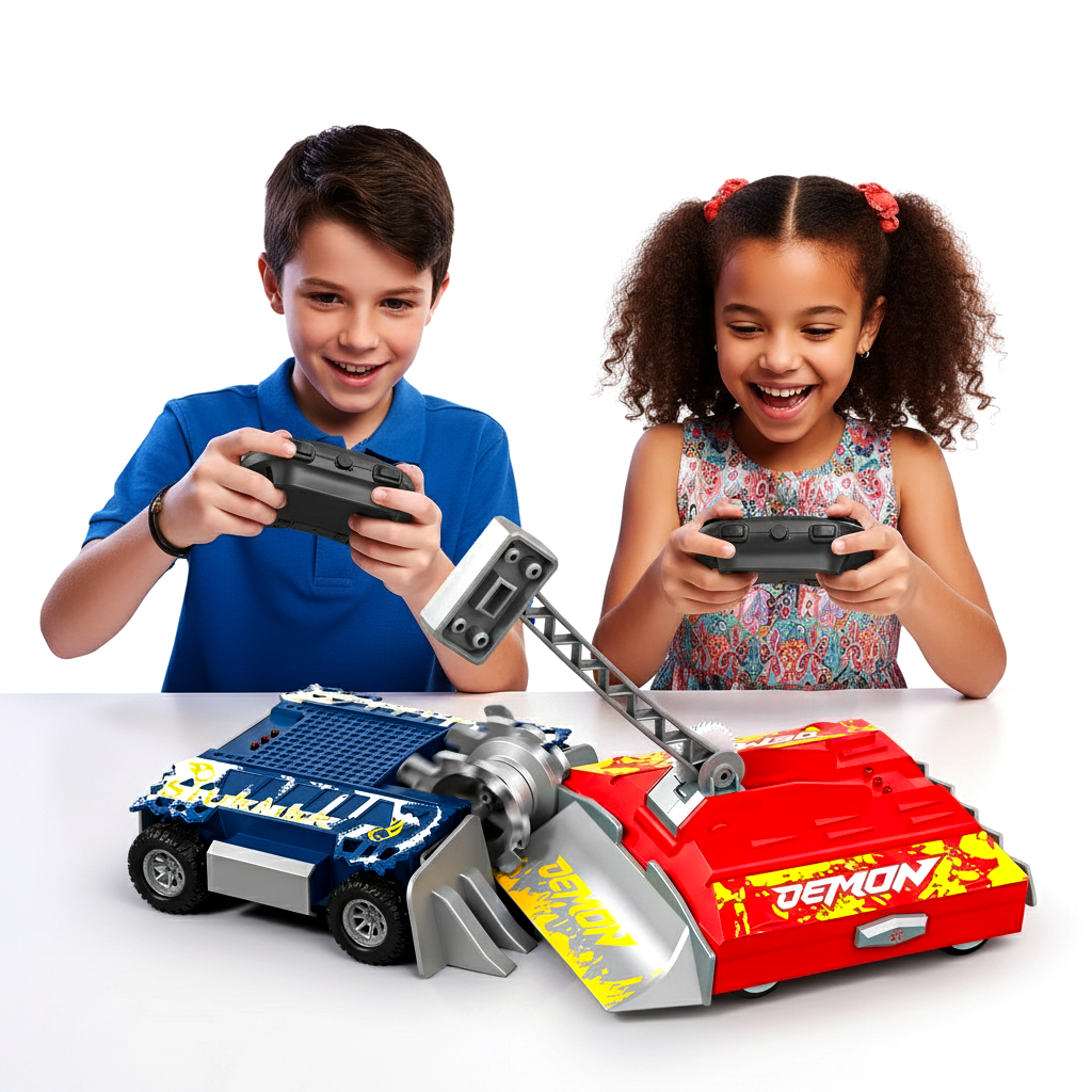 Battle cars are remote-controlled