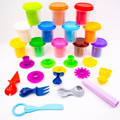 12 pieces of modeling clay with tools