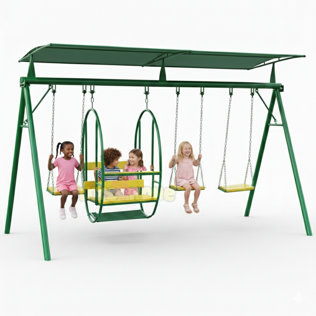 2 Inch Iron Swing 4 Games with Canopy