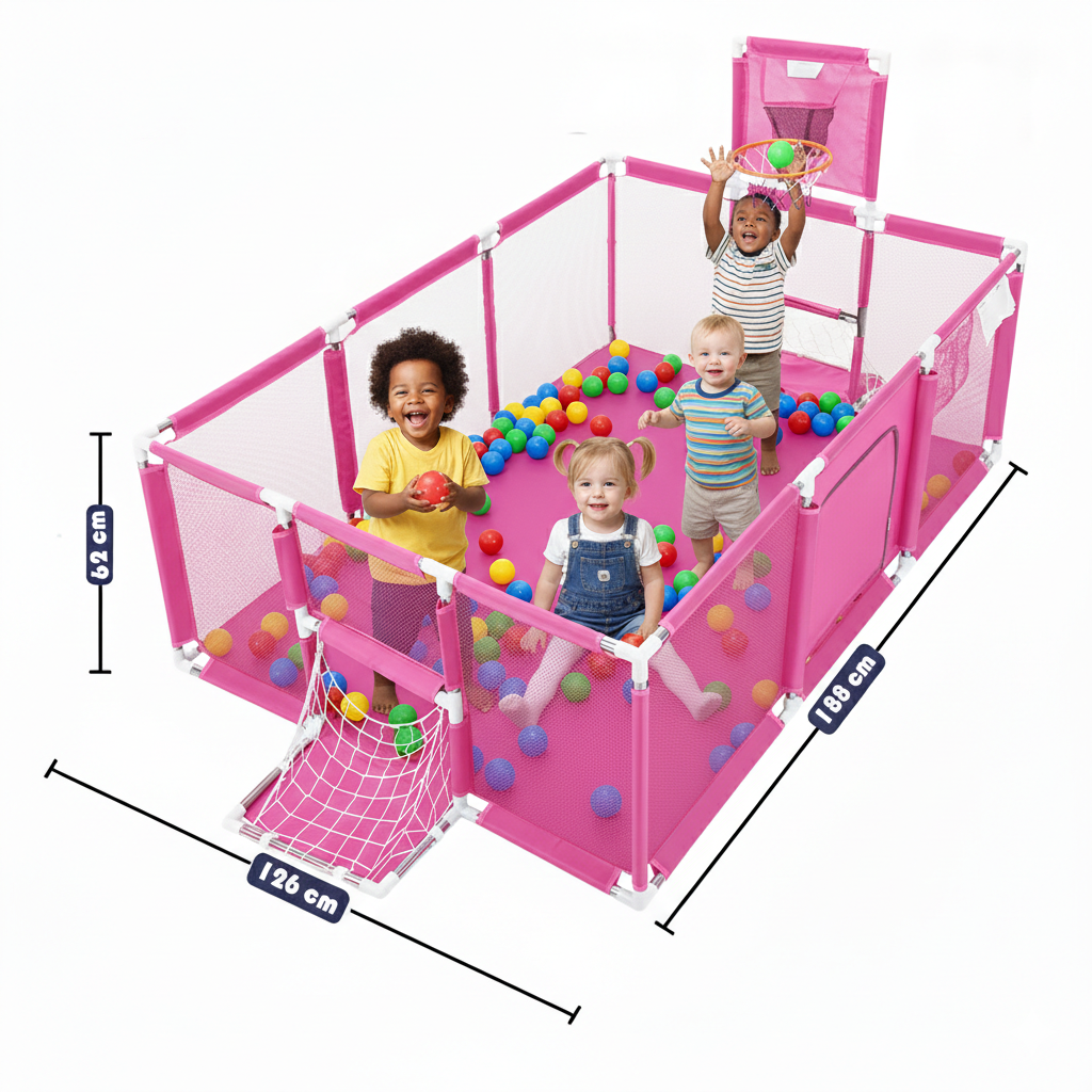 Children's hurdle with 30 balls - pink