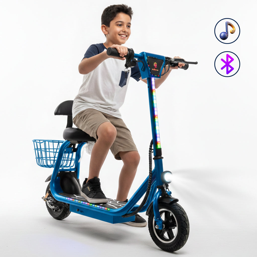 Electric scooter with seat - BLUE