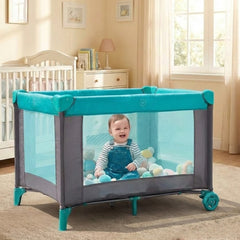 Folding Bed Playpen Blue