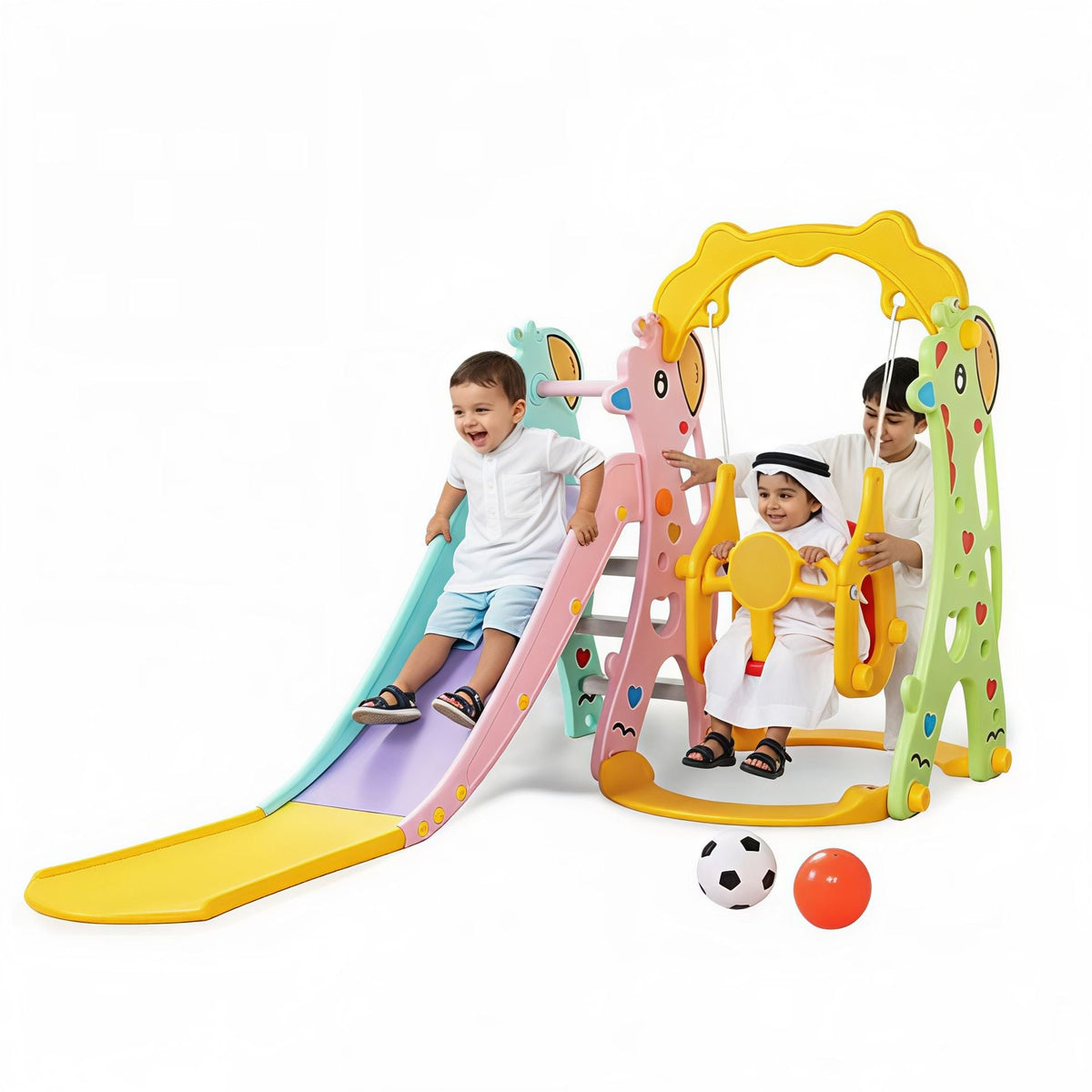 Giraffe Shaped Slide Swing