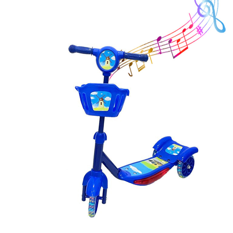 Light up scooter with basket  blue