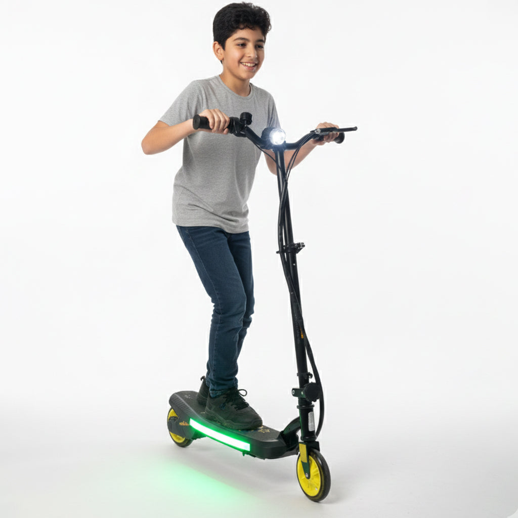 Lighted electric scooter - yellow