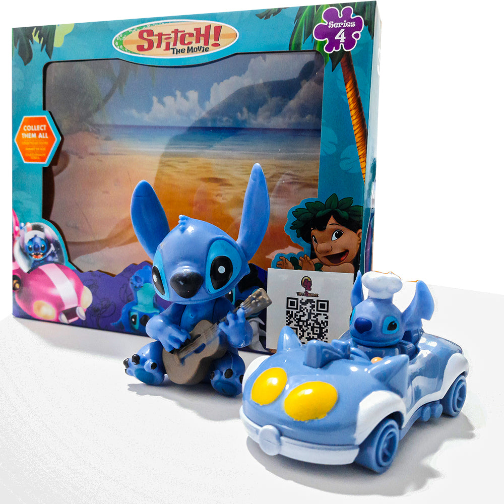 Stitch Figure with Car - Blue