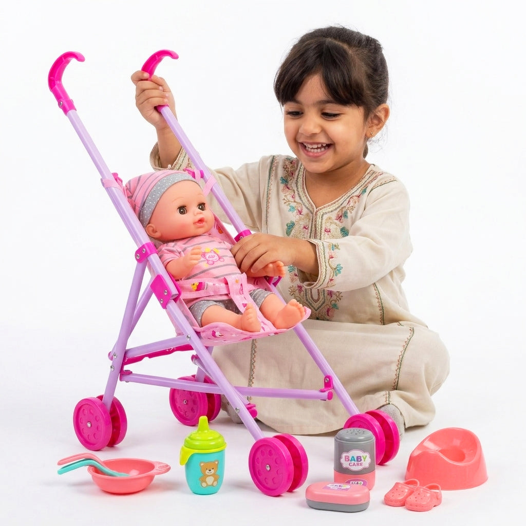 Voice doll with stroller