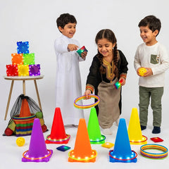 Throwing game and light-up rings