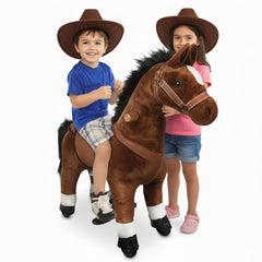 Wooden Horse with Wheels and Hat